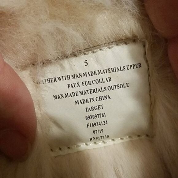 Cat & Jack Boots Leather Fur Winter SNOW Waterproof Kids YOUTH GIRLS Size 5 - Picture 10 of 11